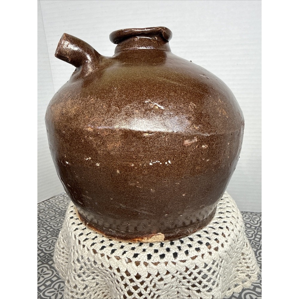 Antique Chinese Brown Glazed Soy Sauce Jug Pitcher -Whiskey Jug